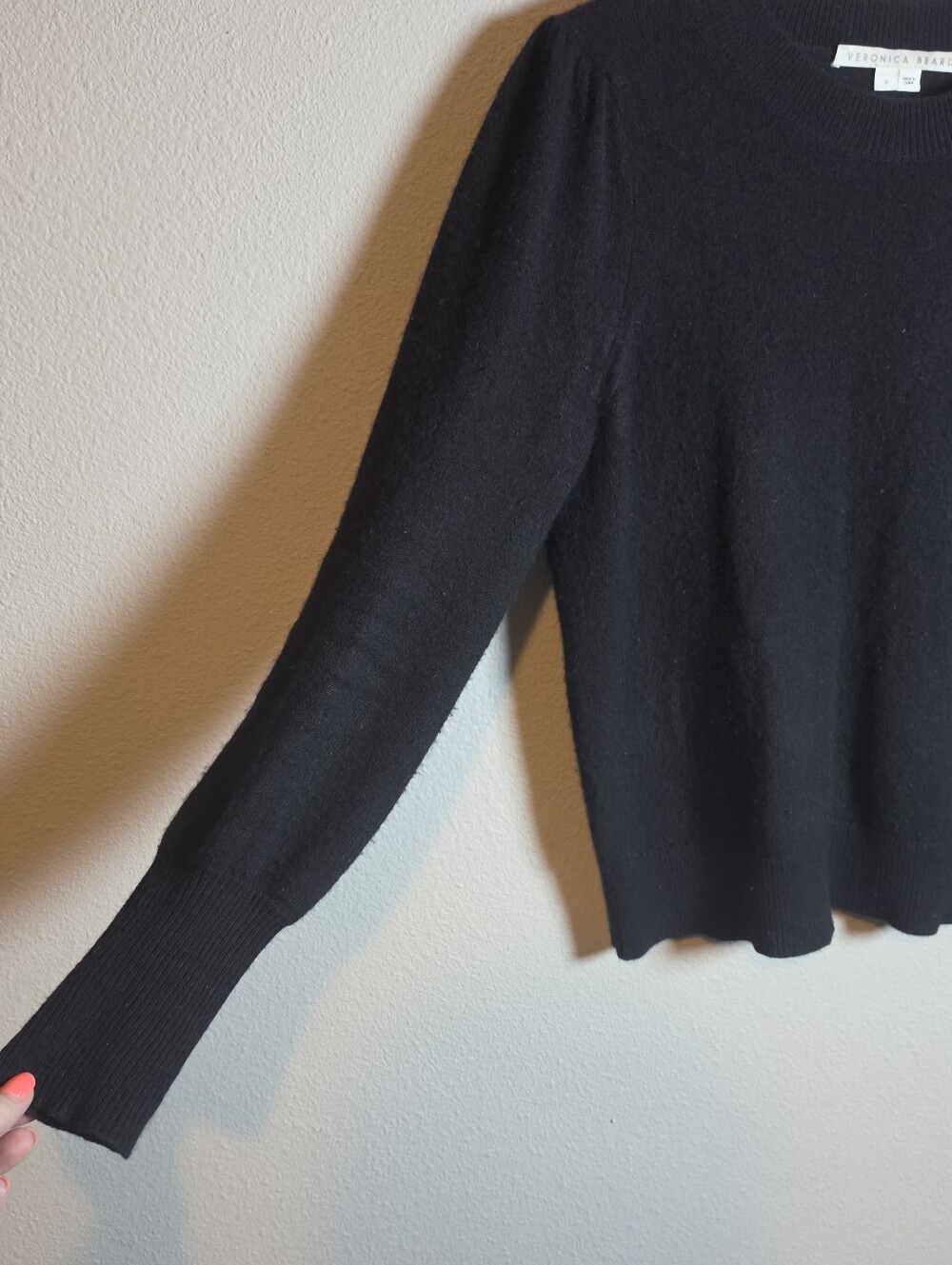 Veronica Beard 2021 Black Nelia Plain Cashmere Pullover Size Small **Flaw - Picture 7 of 10